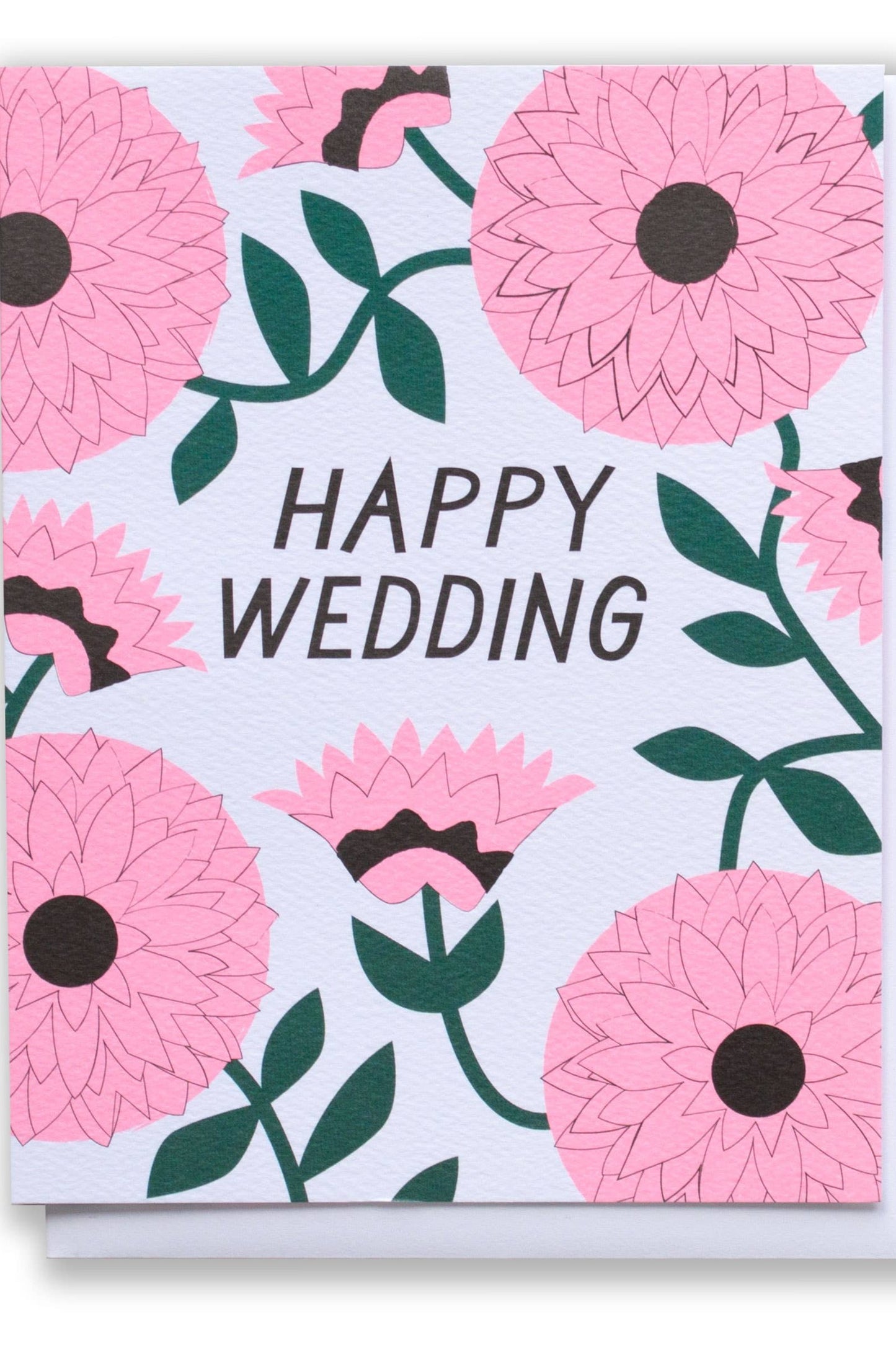 Pink Zinnia Wedding Card