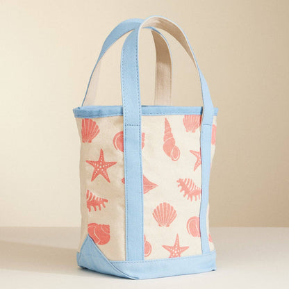 Carry Everywhere Canvas Tote Bag | Light Blue + Shells