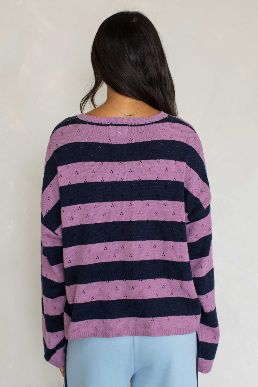 Olivia Pointelle Henley | Purple Navy