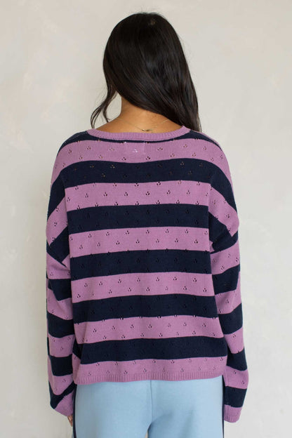 Olivia Pointelle Henley | Purple Navy