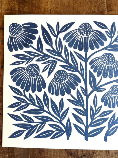 Garden Series Print | Navy Echinacea