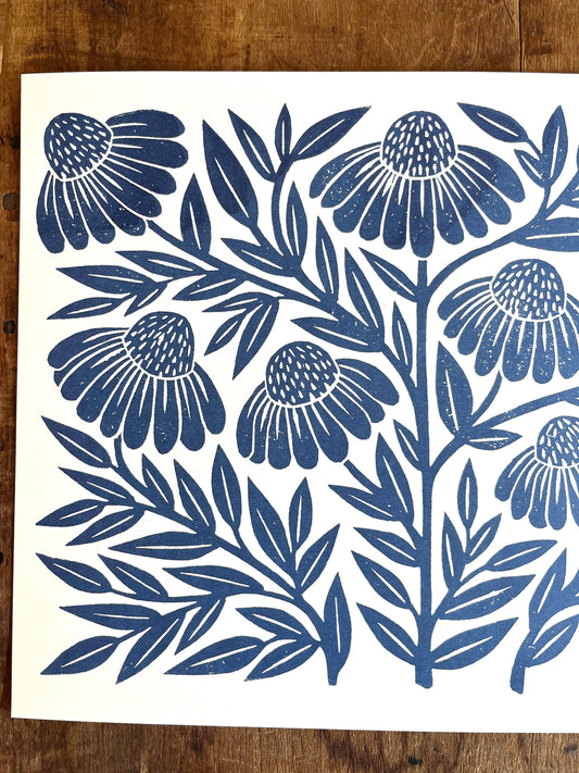 Garden Series Print | Navy Echinacea