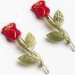 Red Rose Hair Barrette | Set of 2