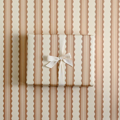 Tan Scalloped Stripe Wrap | Roll of 3 Sheets