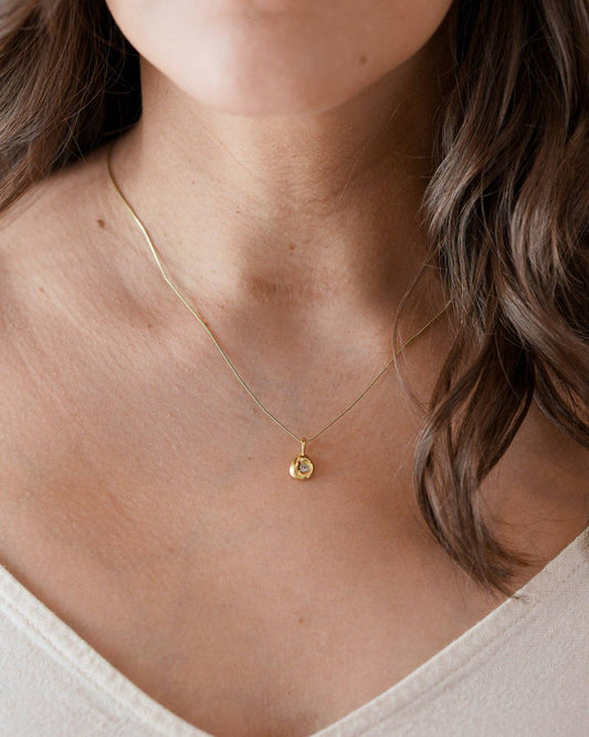 Pebble Necklace | Clear CZ