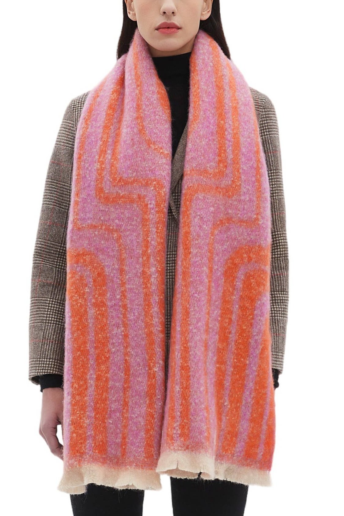 Geometric Lines Fleece Scarf | No. 1