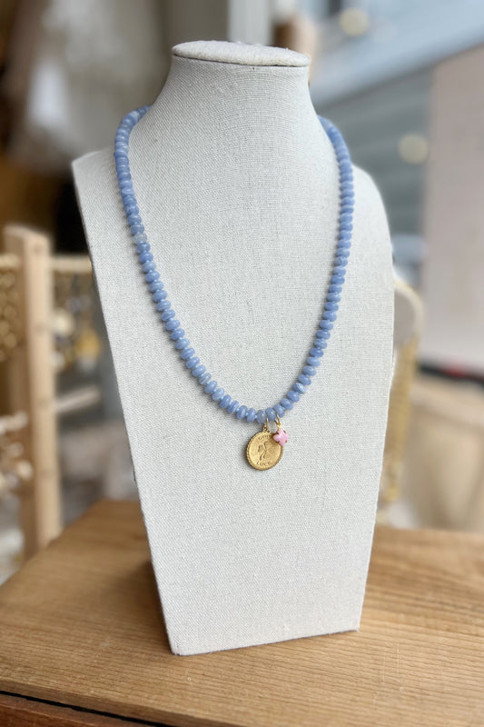 Rondelle Strand Necklace | Blue Lace Agate