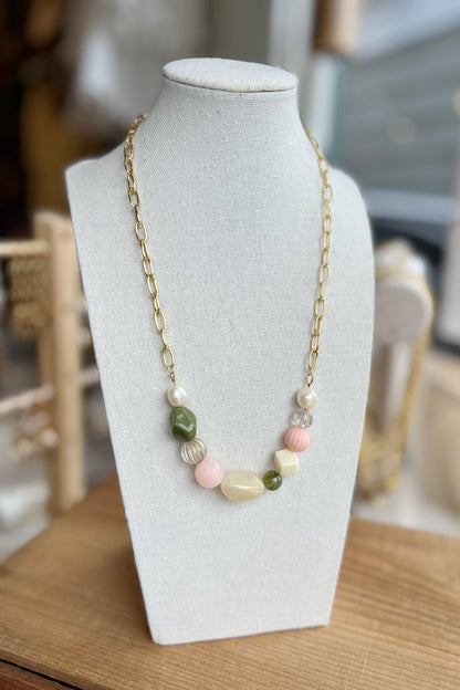 Half-Beaded Lucite Necklace