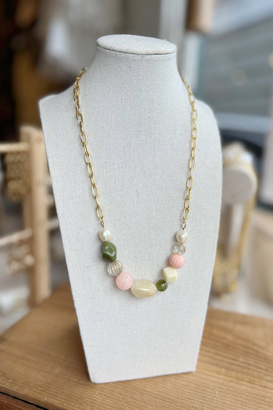 Half-Beaded Lucite Necklace
