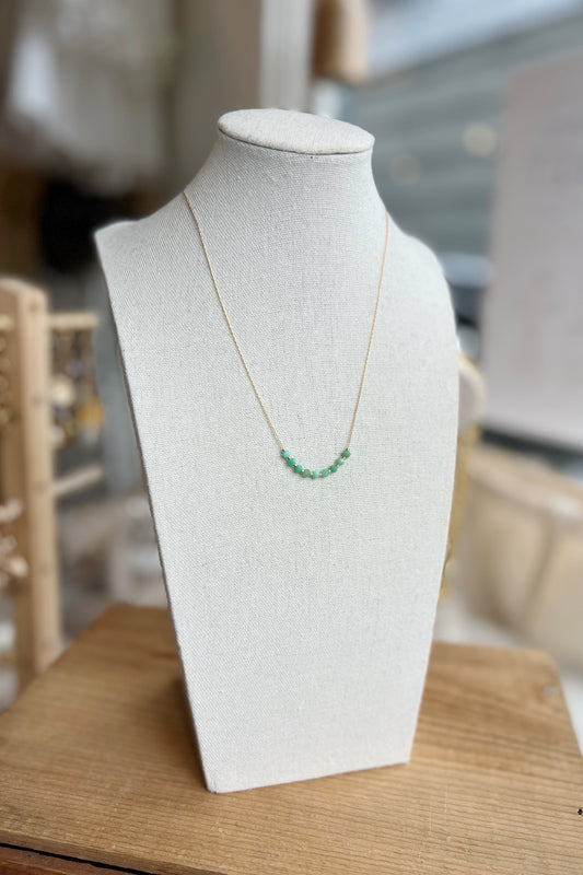 Snake Chain Beaded Necklace | Chrysoprase