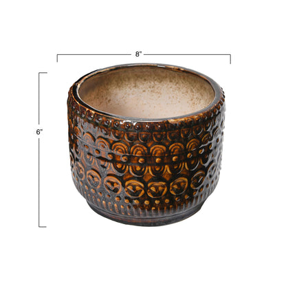 Embossed Stoneware Planter