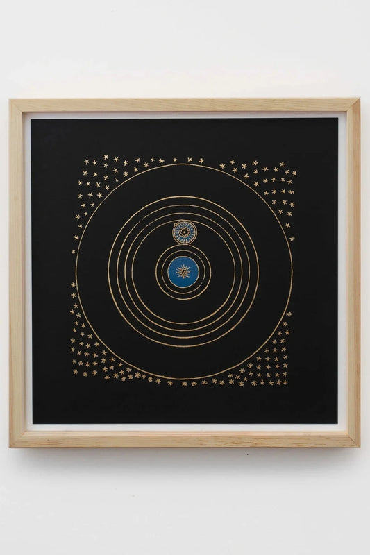 Framed Rings of Saturn Print | Gold Foil on Black