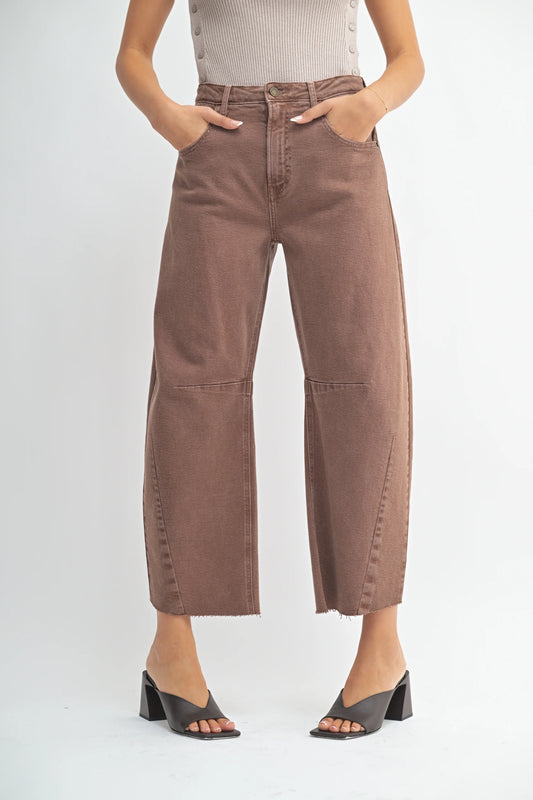 High Rise Barrel Leg Denim | Vintage Espresso
