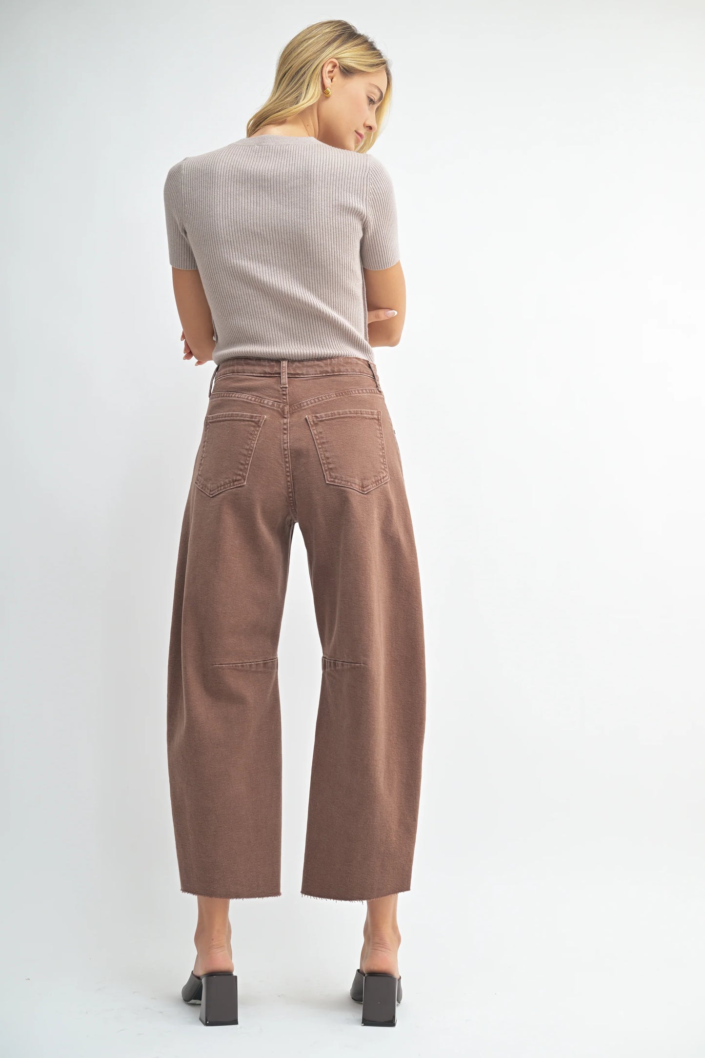 High Rise Barrel Leg Denim | Vintage Espresso