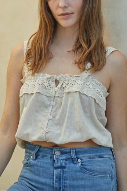 Say No More Eyelet Top