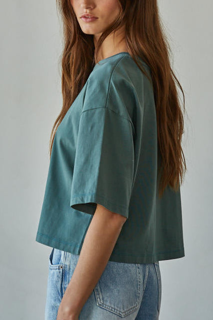 Oversized Boxy Tee | Cyan