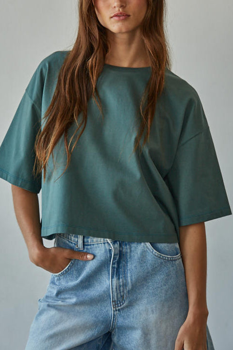 Oversized Boxy Tee | Cyan
