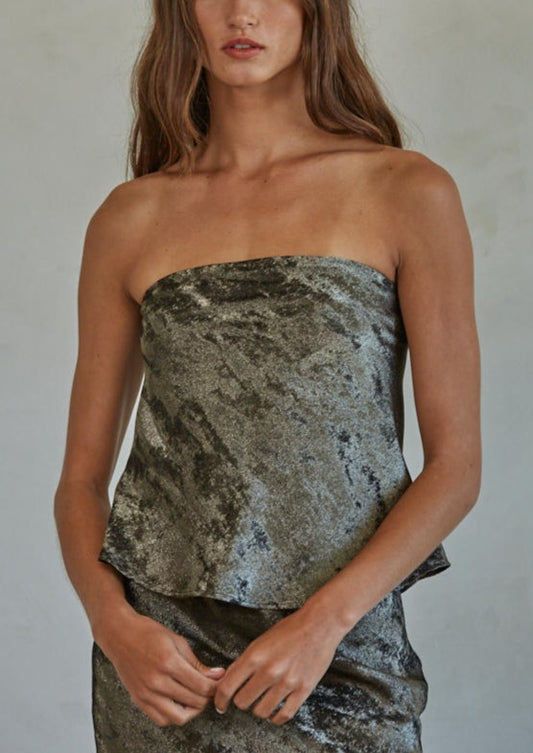 Oil Slick Strapless Top