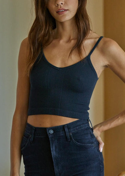 Essential Ribbed Brami | Black