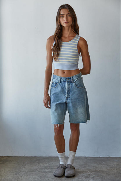 Striped Crop Tank Brami | Blue Cream