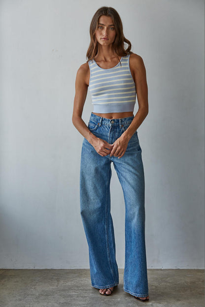 Striped Crop Tank Brami | Blue Cream