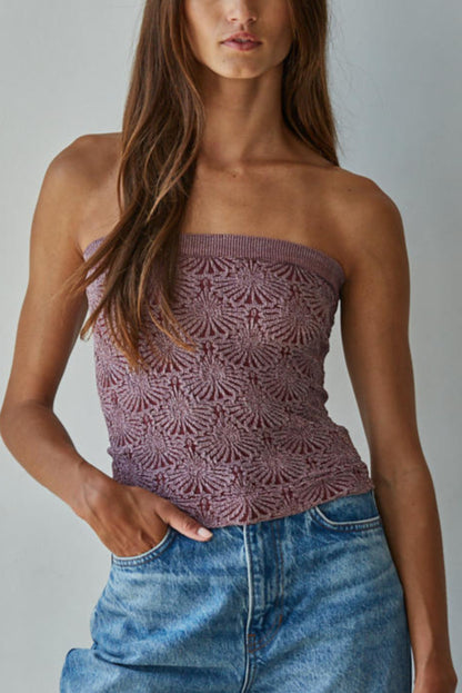 Jacquard Tube Top | Wine