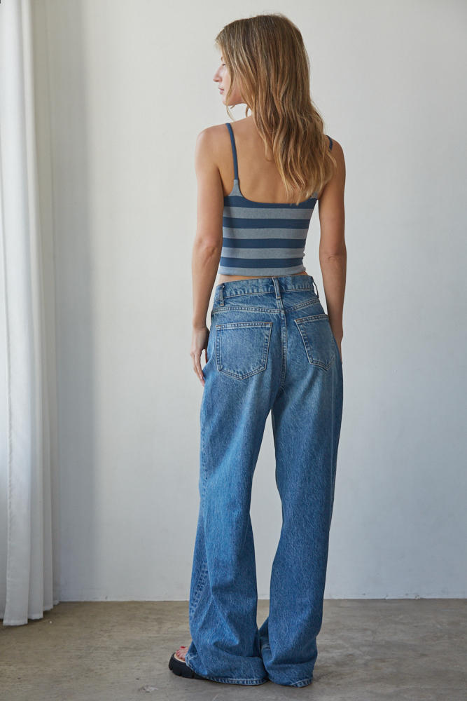 Reversible Striped Brami | Navy