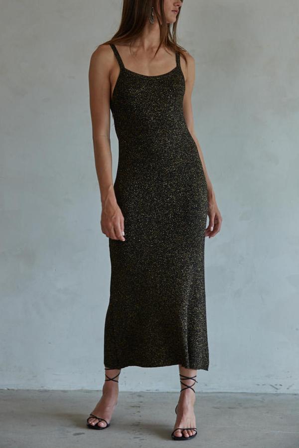 Off The Grid Midi Dress | Black Gold