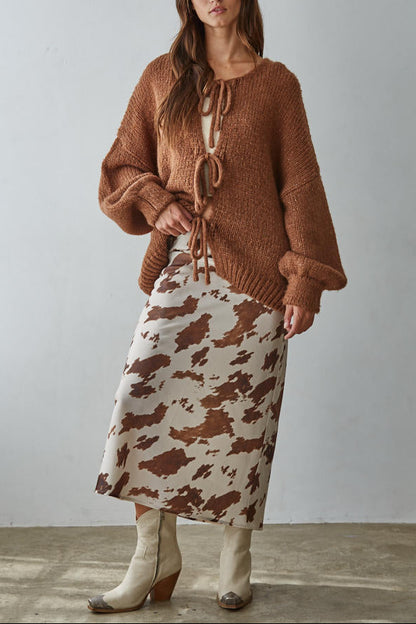 Sadie Tie Front Cardigan | Brown