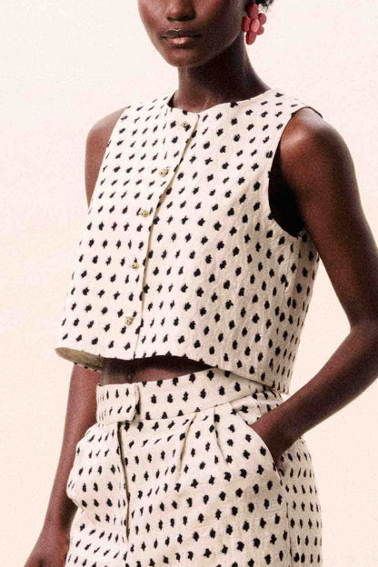 À Pois Sleeveless Blouse