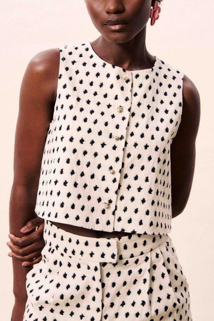 À Pois Sleeveless Blouse