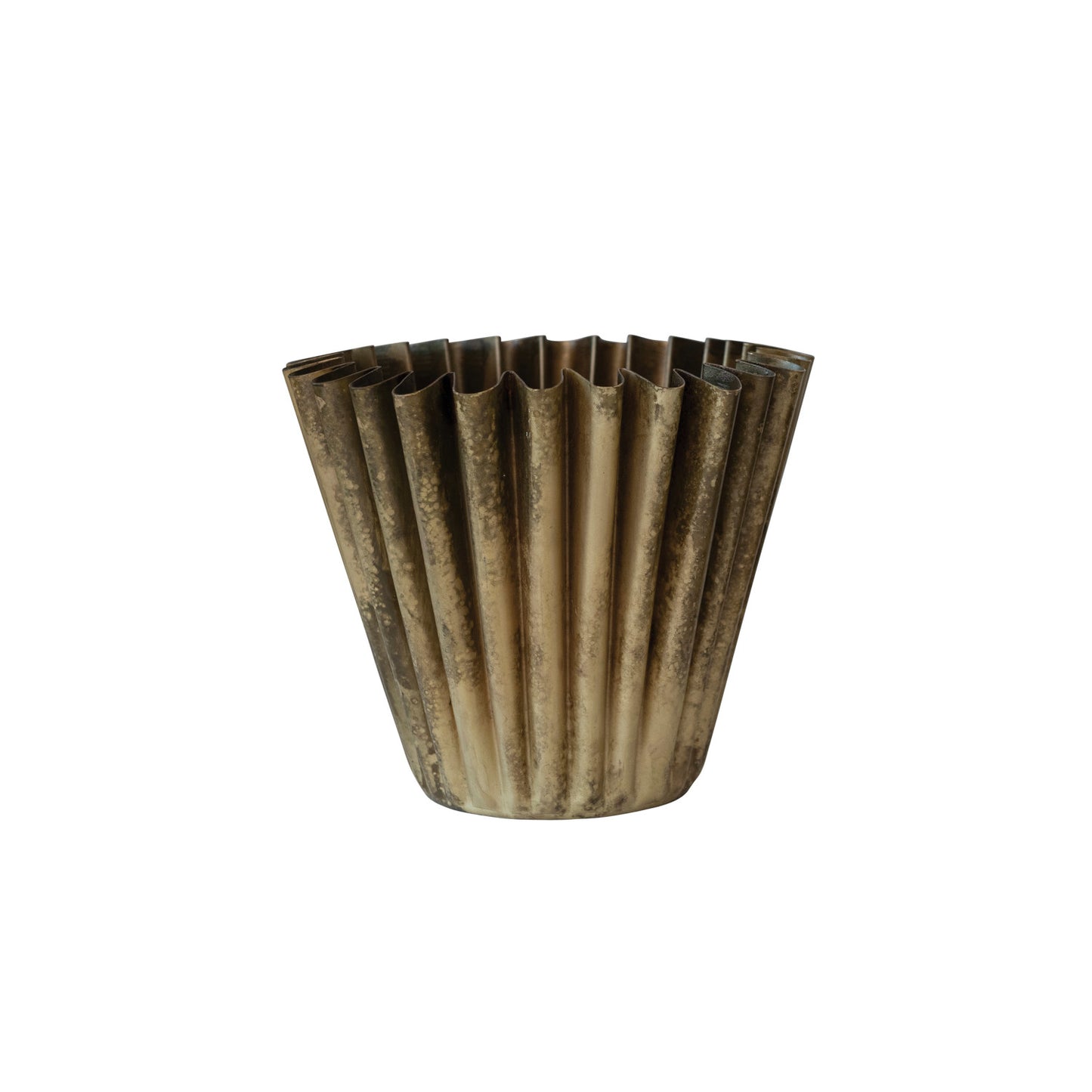Fluted Brass Finish Planter