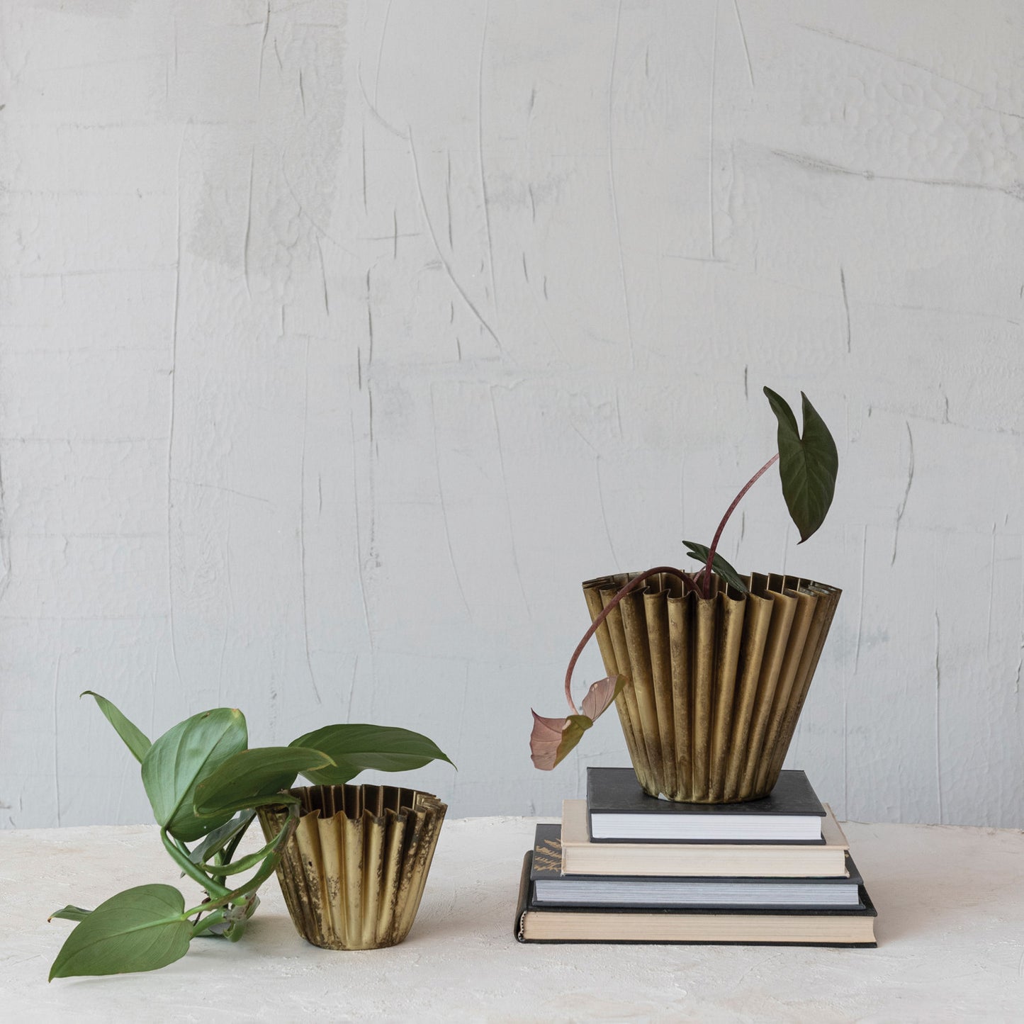 Fluted Brass Finish Planter