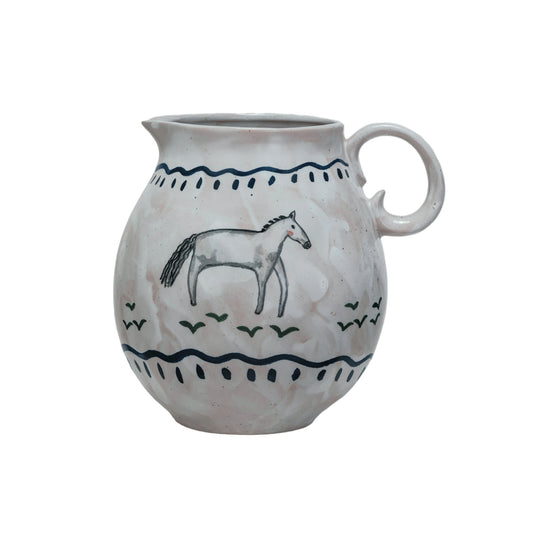 Hand-Painted Horse Pitcher