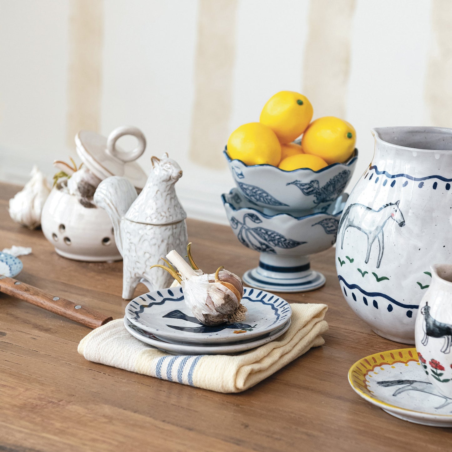 Hand-Painted Horse Pitcher