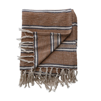 Cotton Blend Throw | Natural Stripes
