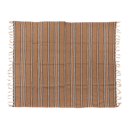 Cotton Blend Throw | Natural Stripes