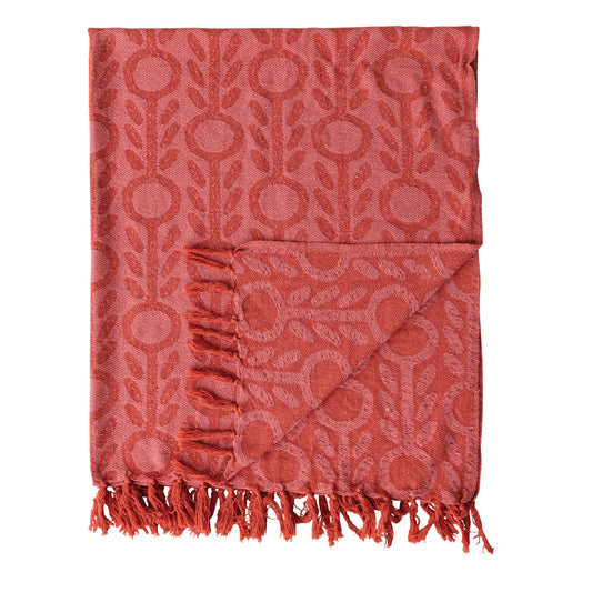 Cotton Jacquard Throw | Red