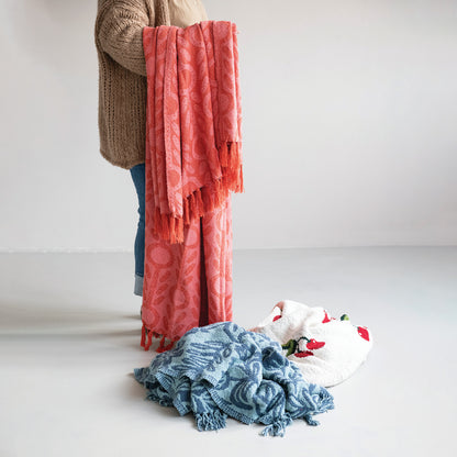Cotton Jacquard Throw | Red