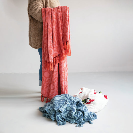 Cotton Jacquard Throw | Red