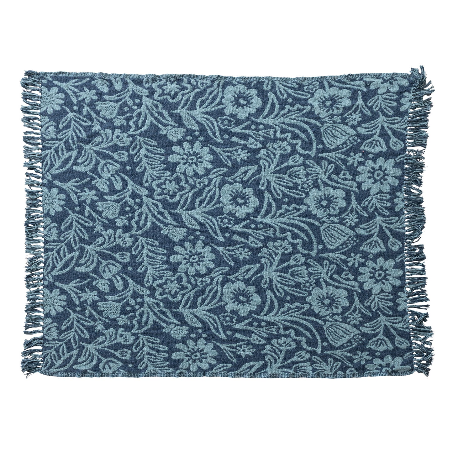 Cotton Jacquard Throw | Blue