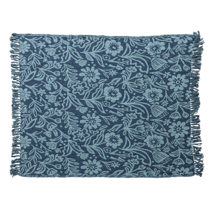 Cotton Jacquard Throw | Blue