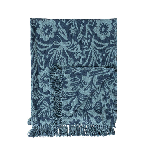 Cotton Jacquard Throw | Blue