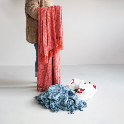 Cotton Jacquard Throw | Blue