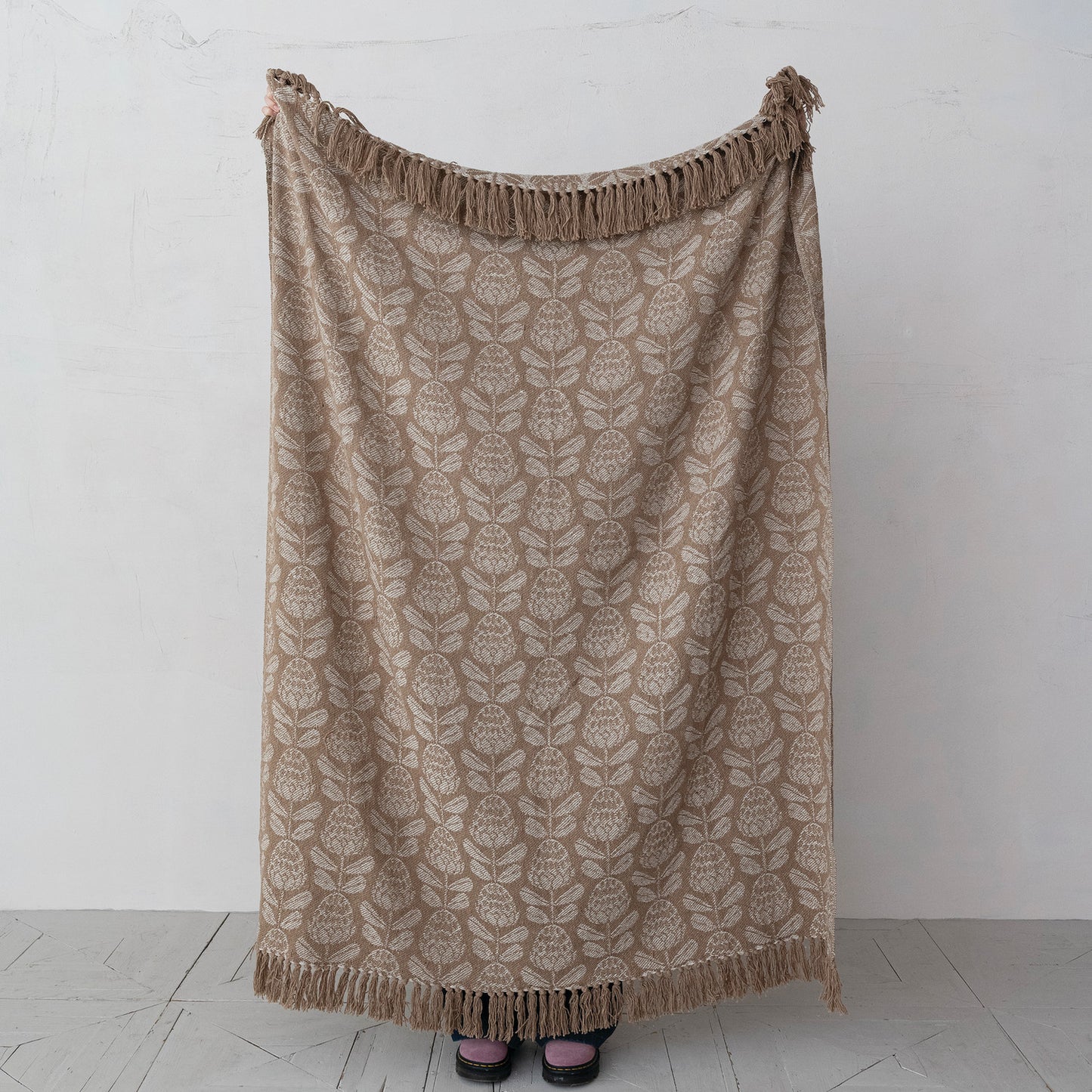 Cotton Jacquard Throw | Beige