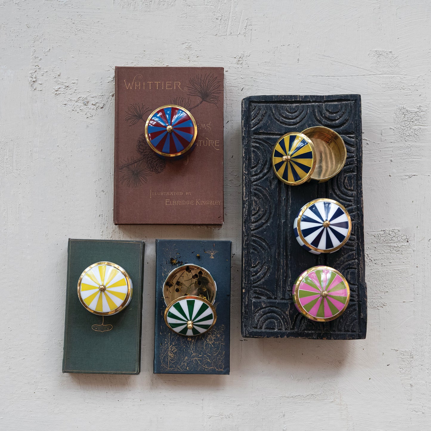 Brass & Resin Striped Trinket Box