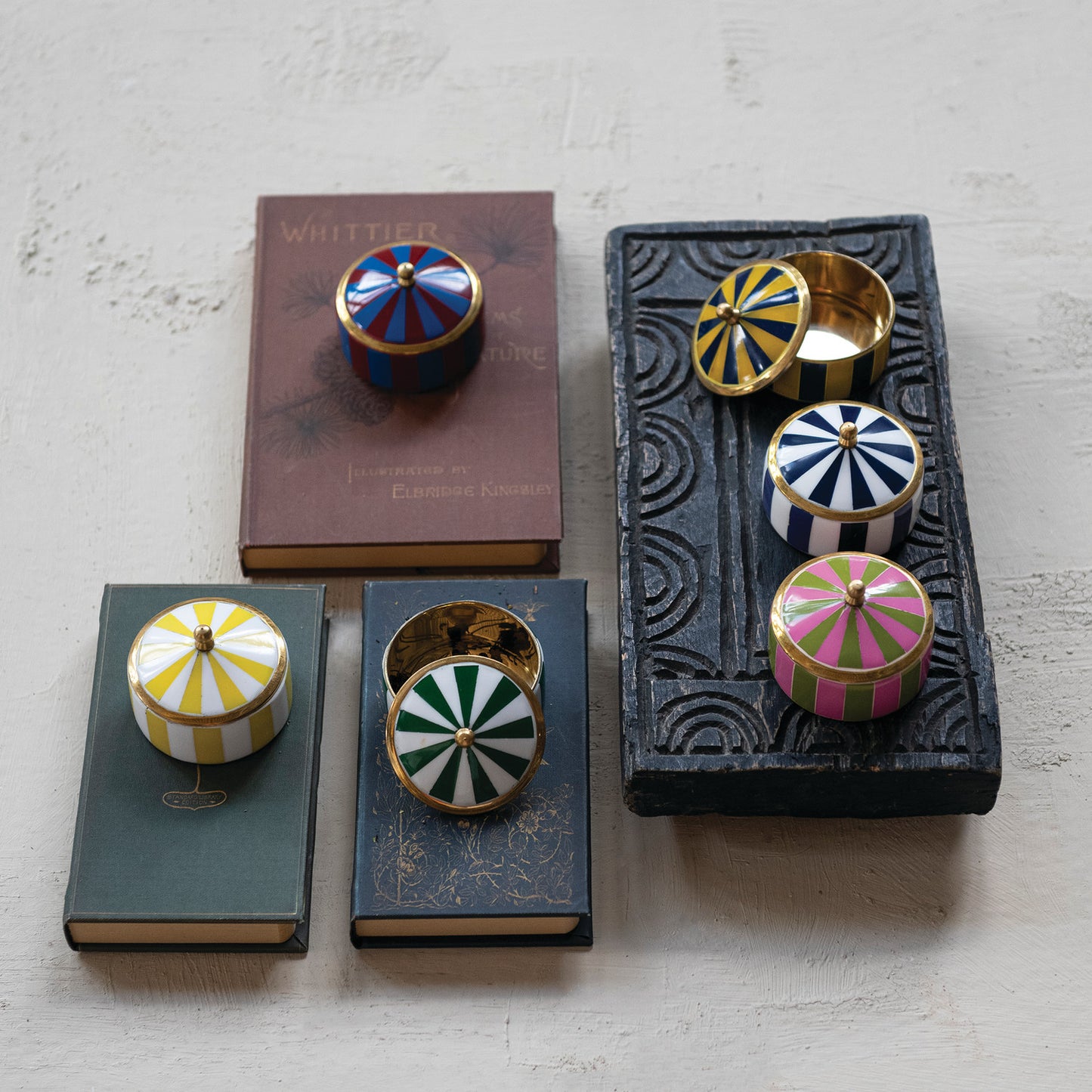 Brass & Resin Striped Trinket Box