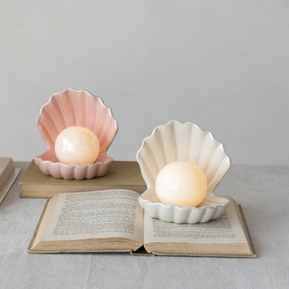 Stoneware Seashell with Light