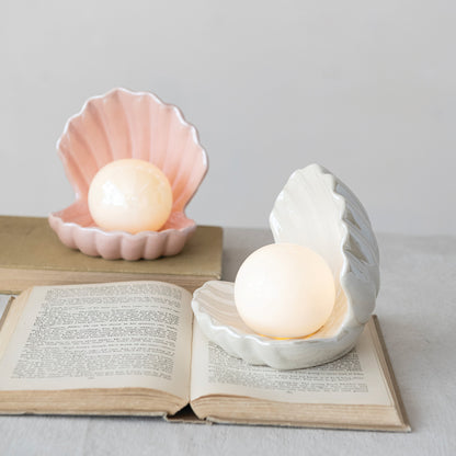 Stoneware Seashell with Light