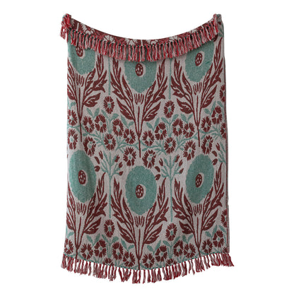 Cotton Jacquard Throw | Green & Berry